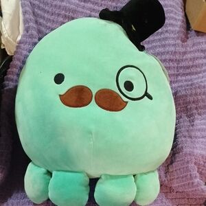 Obey Green Squishmallow with Black Hat and Mustache